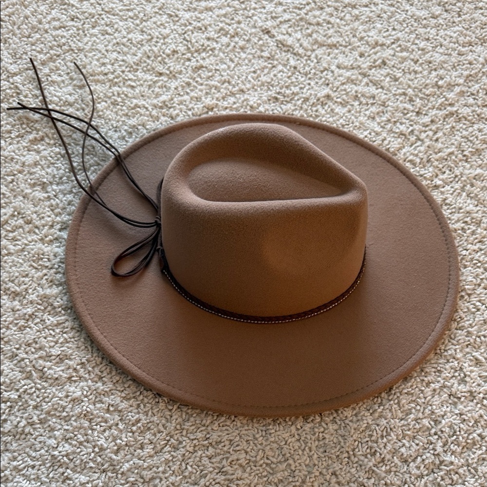 Women’s Brown Wool Felt Ranch Hat with Leather Chin Strap